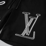 LV Shorts Black Script Embroidery - Image 2