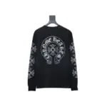 CHRM HRTS Back Damaged Horseshoe Crewneck Long Sleeve T Shirt Black - Image 2