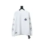 CHRM HRTS Back Damaged Horseshoe Crewneck Long Sleeve T Shirt White
