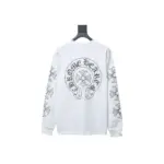 CHRM HRTS Back Damaged Horseshoe Crewneck Long Sleeve T Shirt White - Image 2