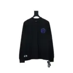 CHRM HRTS Blue Horseshoe Cross Long Sleeve T Shirt Black
