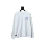 CHRM HRTS Blue Horseshoe Cross Long Sleeve T Shirt White - Image 2