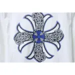 CHRM HRTS Blue Horseshoe Cross Long Sleeve T Shirt White - Image 3