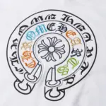CHRM HRTS Cross Sanskrit Colorful Letters Embroidery Print Hoodie White - Image 5