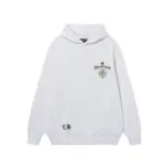CHRM HRTS Cross Sanskrit Colorful Letters Embroidery Print Hoodie White - Image 2