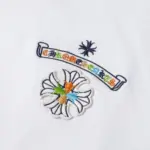 CHRM HRTS Cross Sanskrit Colorful Letters Embroidery Print Hoodie White - Image 7