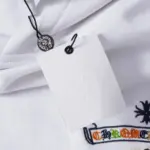 CHRM HRTS Cross Sanskrit Colorful Letters Embroidery Print Hoodie White - Image 4