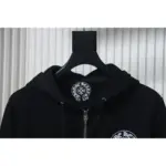 CHRM HRTS Cuff Sanskrit Print Zip-Up Hoodie Black - Image 9