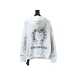 CHRM HRTS Cuff Sanskrit Print Zip-Up Hoodie White - Image 2