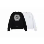 CHRM HRTS Double Cross Logo CH Crew Neck Sweatshirt Black and White