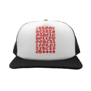 CHRM HRTS Eyechart Trucker Hat Black White Red