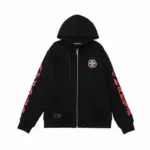 CHRM HRTS Made In Hollywood Plus Cross Zip Up Hoodie Black/Red