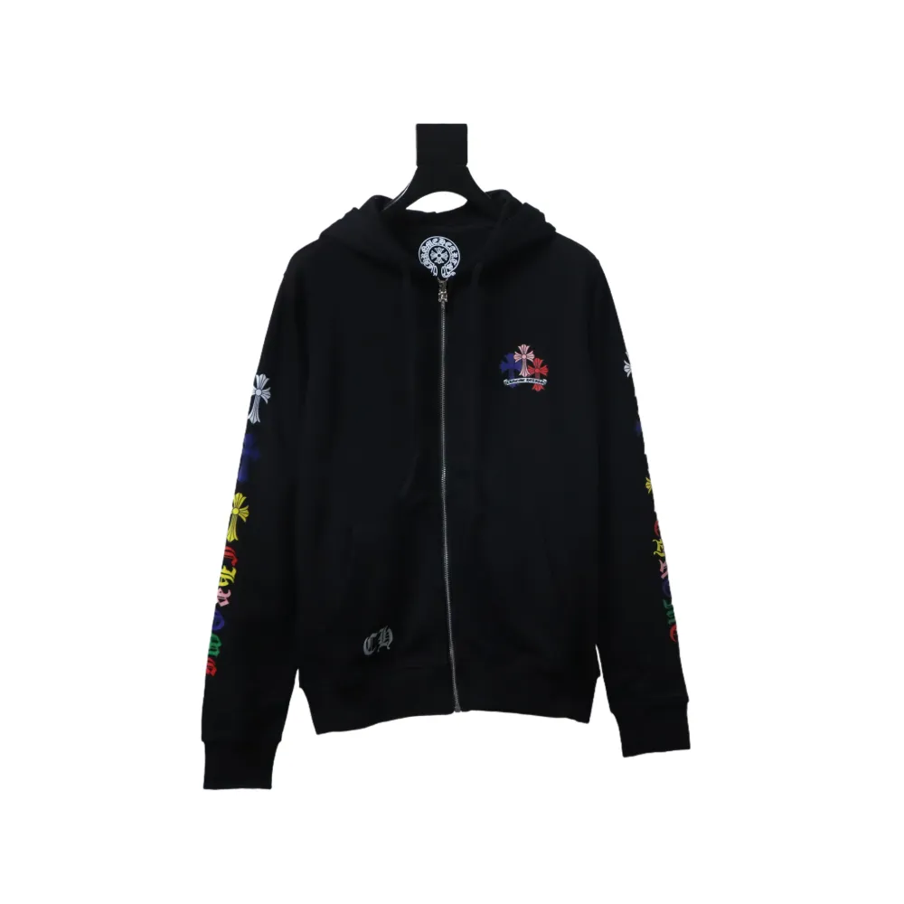 CHRM-HRTS-Multi-Color-Cross-Hoodie-Black-1 CHRM HRTS Multi Color Cross Hoodie Black - Image 1
