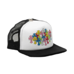 CHRM HRTS Multicolor Crosses Logo Trucker Hat White Black - Image 2