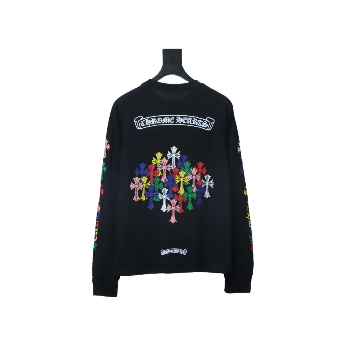 CHRM-HRTS-Multicolor-Scroll-Printed-Logo-Long-Sleeves-T-shirt-Black-1 CHRM HRTS Multicolor Scroll Printed Logo Long Sleeves T shirt Black - Image 1