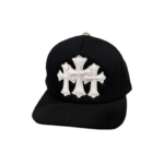 CHRM HRTS Triple Cross White Leather Patch Black Hat