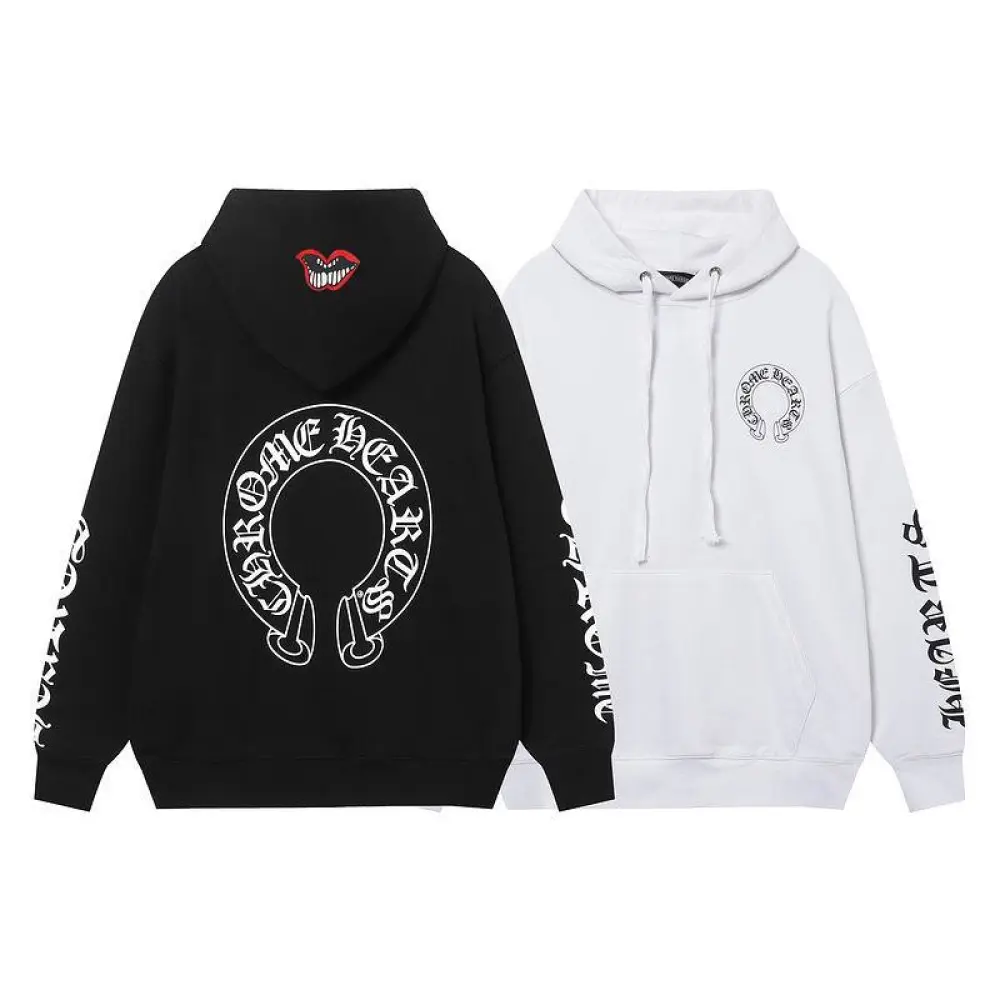 CHRM-HRTS-X-Matty-Boy-Horseshoe-Pullover-Hoodie-Black-White-1 CHRM HRTS X Matty Boy Horseshoe Pullover Hoodie Black & White - Image 1