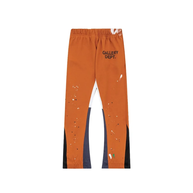 GD-Painted-Flare-Sweat-Pants-Orange-Blue-Patchwork_800x800 GD Painted Flare Sweat Pants Orange-Blue Patchwork - Image 1