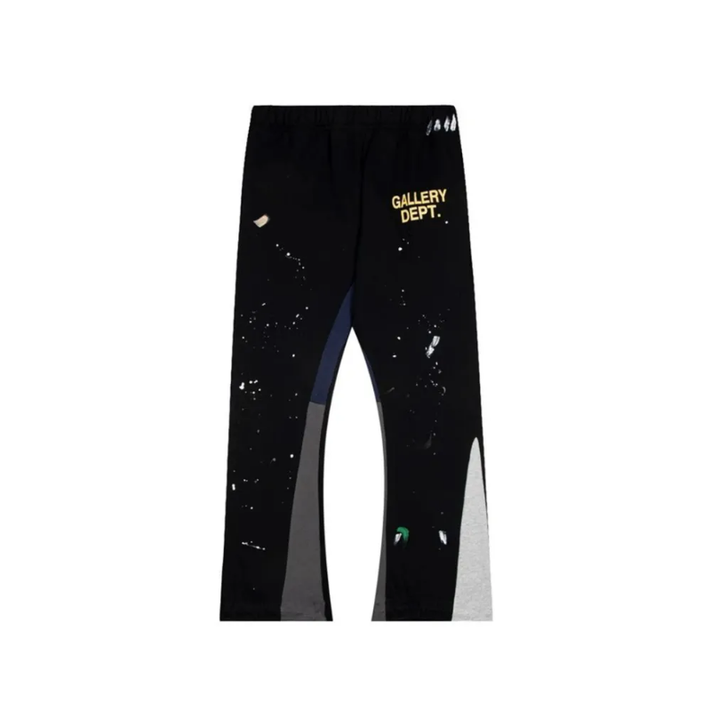 GD-Painted-Flare-Sweat-Pants-Washed-Black GD Graffiti Splatter Sweatpants Black - Image 1