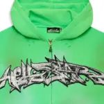 HLSTR Graffiti Zip-Up Hoodie Green - Image 3