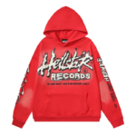 HLSTR Hell Red Flare star Retro washed distressed Print Hoodie - Image 2