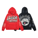 HLSTR Hell Red Flare star Retro washed distressed Print Hoodie
