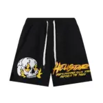 HSTR Angry Skull Print Logo Black Shorts