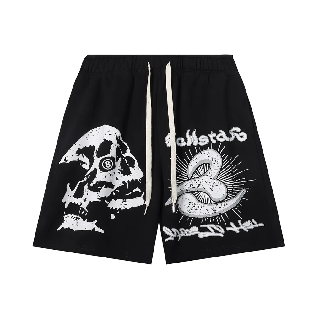 HSTR-Skull-8-Print-Logo-Black-Shorts-1 HSTR Skull 8 Print Logo Black Shorts - Image 1
