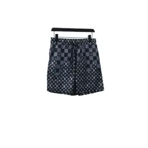 LV Checkerboard Jacquard Panel Beach Shorts Black