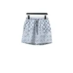 LV Checkerboard Jacquard Panel Beach Shorts White