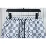 LV Checkerboard Jacquard Panel Beach Shorts White - Image 3