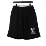 LV Floral Print Cotton Track Shorts Black