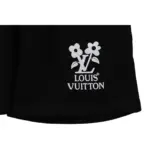 LV Floral Print Cotton Track Shorts Black - Image 3