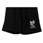 LV Floral Print Cotton Track Shorts Black - Image 4