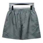 LV Logo Jacquard Elasticated Silk Shorts Grey