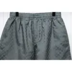 LV Logo Jacquard Elasticated Silk Shorts Grey - Image 5