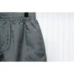 LV Logo Jacquard Elasticated Silk Shorts Grey - Image 6