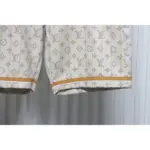 LV Monogram Printed Distressed Denim Shorts Khaki - Image 6