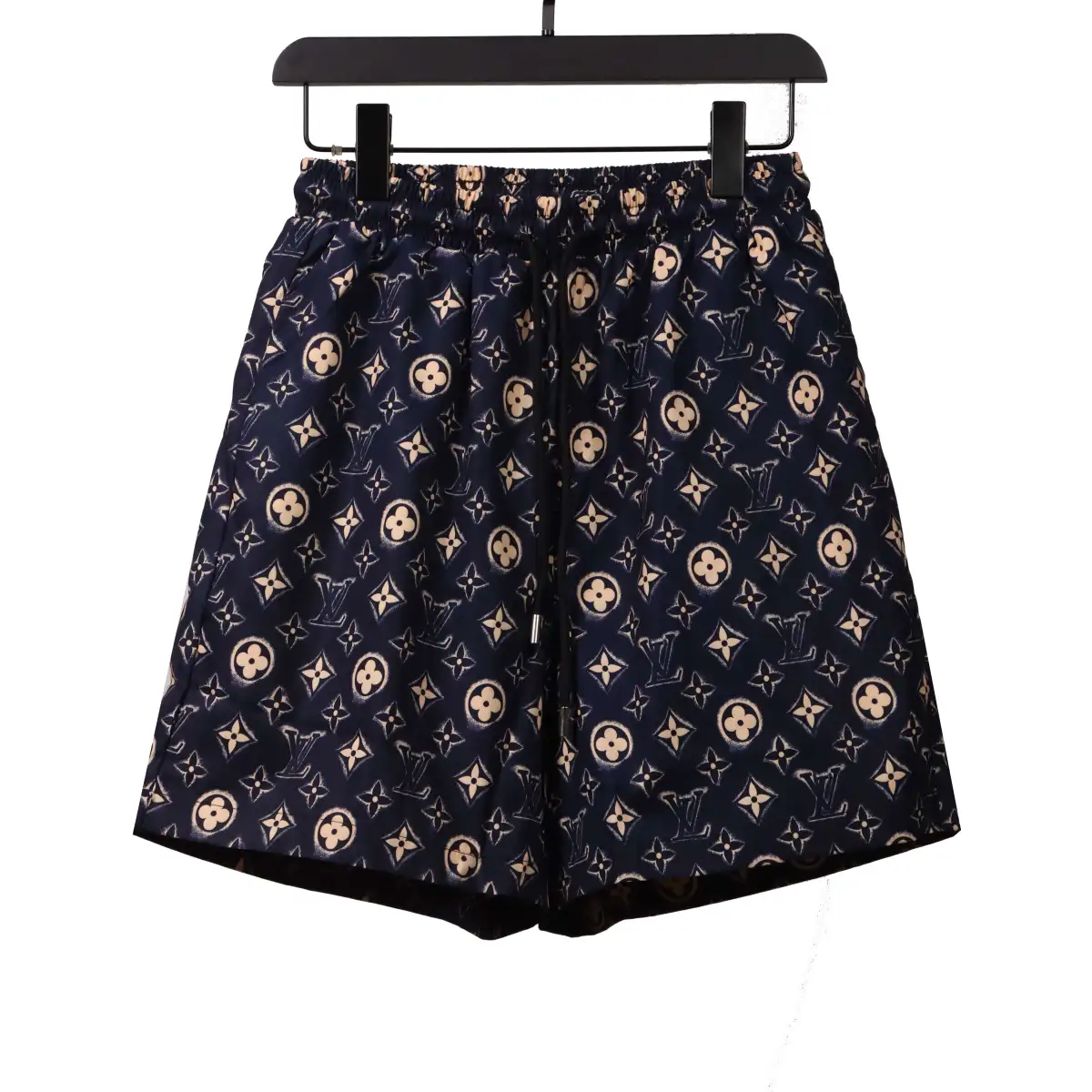 LV-Monogram-Printed-Silk-Shorts-Black-1 LV Monogram Printed Silk Shorts Black - Image 1