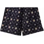 LV Monogram Printed Silk Shorts Black - Image 4