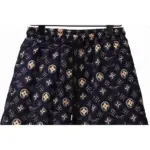 LV Monogram Printed Silk Shorts Black - Image 6