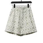 LV Monogram Printed Silk Shorts White