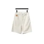 LV Pocket Leather Label Denim Shorts Beige