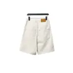 LV Pocket Leather Label Denim Shorts Beige - Image 2