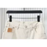 LV Pocket Leather Label Denim Shorts Beige - Image 4