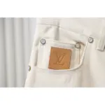 LV Pocket Leather Label Denim Shorts Beige - Image 5