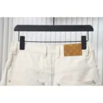 LV Pocket Leather Label Denim Shorts Beige - Image 8