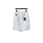 LV Pocket Leather Label Denim Shorts White