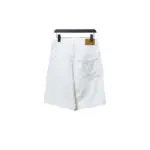 LV Pocket Leather Label Denim Shorts White - Image 2