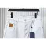 LV Pocket Leather Label Denim Shorts White - Image 3